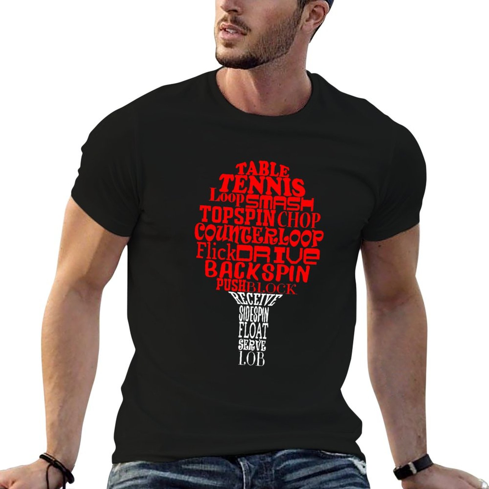 Table tennis word cloud T-Shir – Table Tennis Basic recenzja i cena