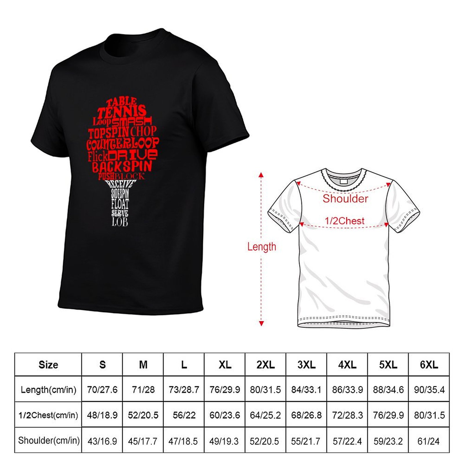 Table tennis word cloud T-Shir – Table Tennis Basic recenzja i cena